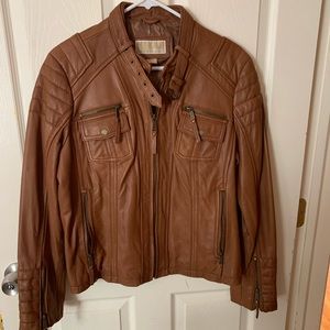 Michael Kors leather bomber jacket